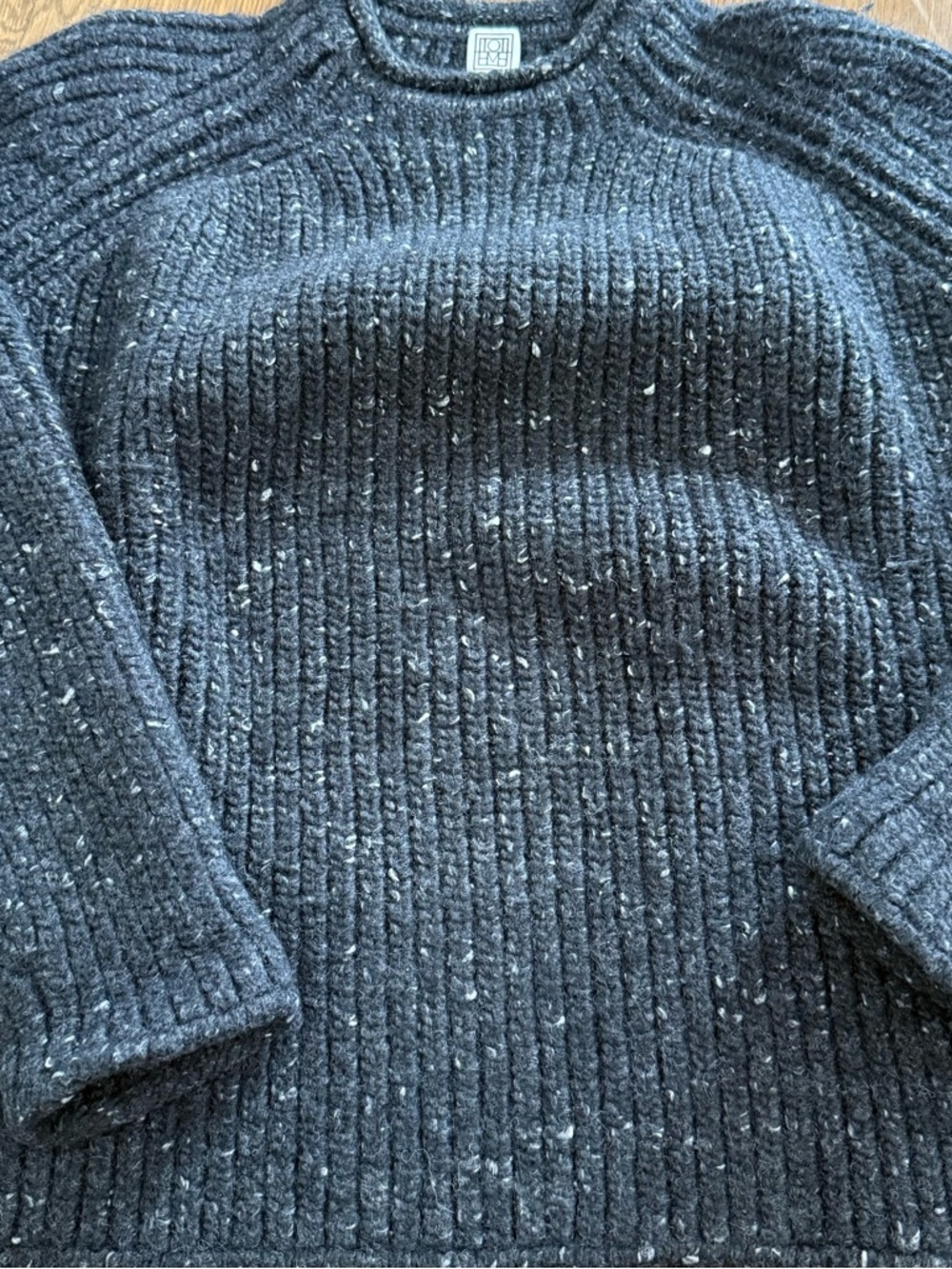 Toteme Dark Gray Ribbed Crew Sweater